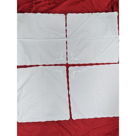 16 Pcs- Embroidered Floral off-white linen? 8 Placemats & 8 matching Napkins - Picture 3 of 12